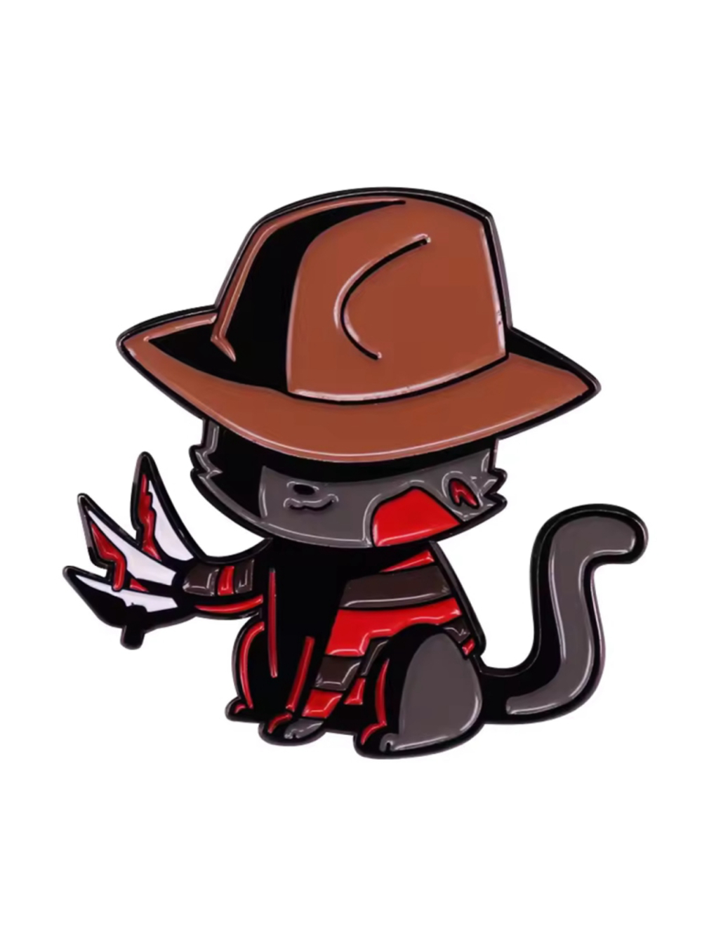 Funny Horror Movie Freddy Krueger as a Cat Enamel Pin